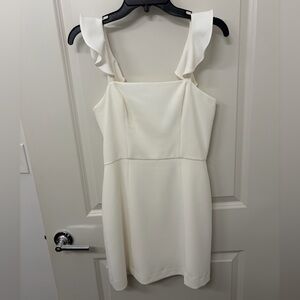 French Connection Cream Mini Dress with Ruffle Straps